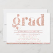 Invitation Faux Rose Parties scintillant or Graduation Party  (Devant)