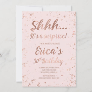 Invitation Faux roses en or confetti éclat rose 30e