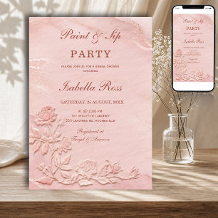 Invitation Faux Roses en Relief Mariage Baby Shower Rose