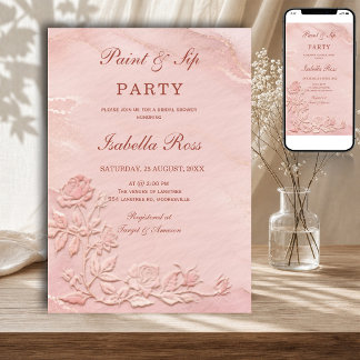 Invitation Faux Roses en Relief Mariage Baby Shower Rose
