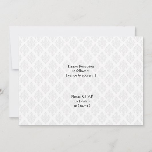 invitation FAUX ruban rouge mariage damassé (Dos)