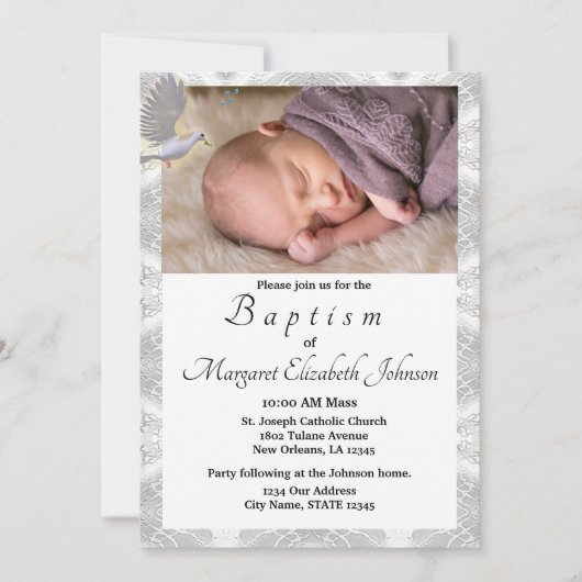 Invitation Faux Satin Saint-Esprit Baptismal (Devant)
