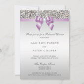 Invitation Faux Séquins Argent Lilac Bow Dîner De Répétition (Devant)