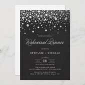 Invitation Faux Silver Foil Confetti Chalkboard Répétition (Devant / Derrière)