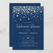 Invitation Faux Silver Foil Confetti | Dîner de répétition de (Devant / Derrière)