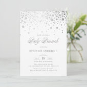 Invitation Faux Silver Foil Confetti Dots Baby Brunch (Debout devant)