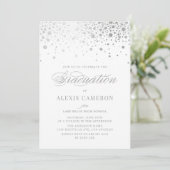 Invitation Faux Silver Foil Confetti Dots Graduation (Debout devant)