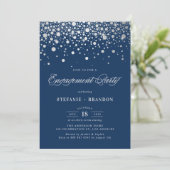Invitation Faux Silver Foil Confetti | Parti de l'engagement  (Debout devant)