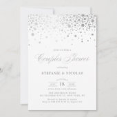 Invitation Faux Silver Foil Confetti White Couples Douche (Devant)