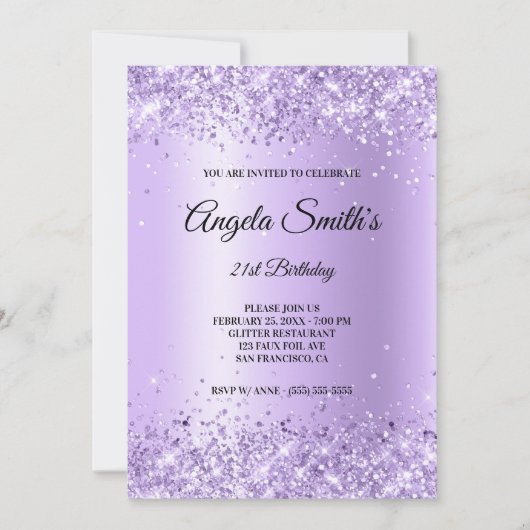 Invitation Faux Sparkender Lavender Parties scintillant Purpl (Devant)