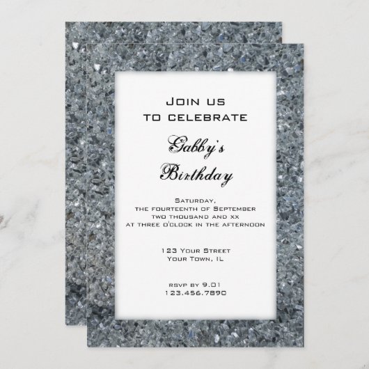 Invitation Faux Sparkle fête d'anniversaire (Devant / Derrière)