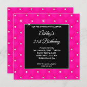 Invitation Faux Sparkly Diamond Hot Pink Anniversaire (Devant / Derrière)