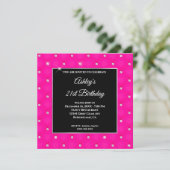 Invitation Faux Sparkly Diamond Hot Pink Anniversaire (Debout devant)