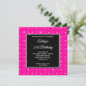 Invitation Faux Sparkly Diamond Tufted Hot Pink 21e anniversa (Debout devant)