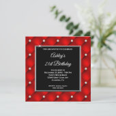 Invitation Faux Sparkly Diamond Tufted Red 21e anniversaire (Debout devant)