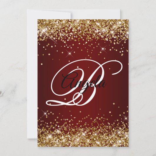 Invitation Faux Sparkly Gold Parties scintillant Bourgogne Om (Devant)