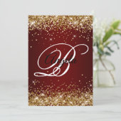 Invitation Faux Sparkly Gold Parties scintillant Bourgogne Om (Debout devant)