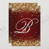 Invitation Faux Sparkly Gold Parties scintillant Bourgogne Om (Devant / Derrière)