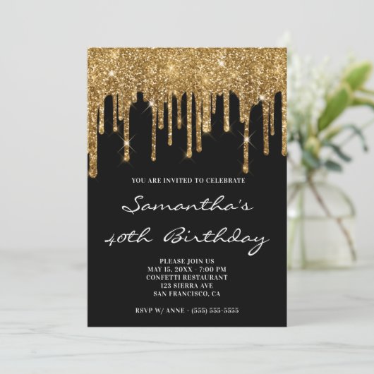 Invitation Faux Sparkly Gold Parties scintillant Drives Black (Debout devant)