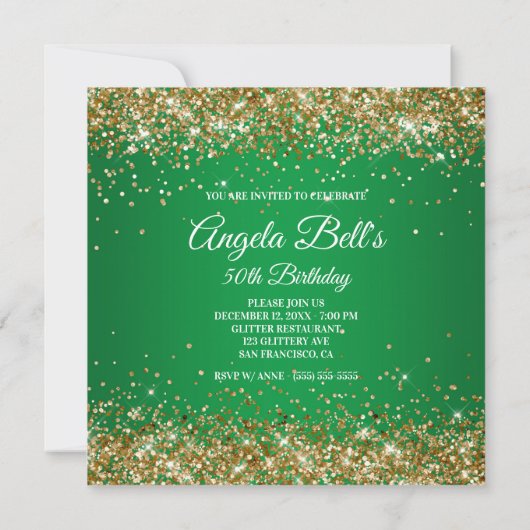Invitation Faux Sparkly Gold Parties scintillant Monogram Gre (Dos)