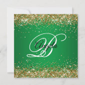 Invitation Faux Sparkly Gold Parties scintillant Monogram Gre (Devant)