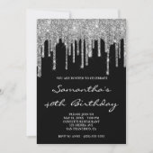 Invitation Faux Sparkly Parties scintillant argent gouttes no (Devant)