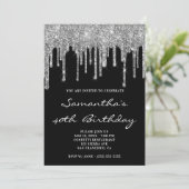 Invitation Faux Sparkly Parties scintillant argent gouttes no (Debout devant)