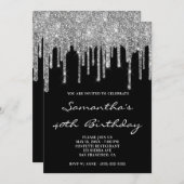 Invitation Faux Sparkly Parties scintillant argent gouttes no (Devant / Derrière)