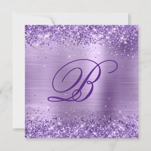 Invitation Faux Sparkly Parties scintillant royale violet et  (Devant)