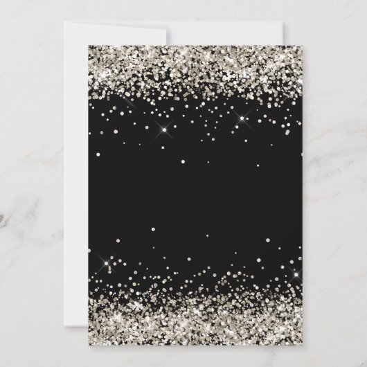 Invitation Faux Sparkly Platinum Parties scintillant Noir (Dos)