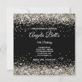 Invitation Faux Sparkly Platinum Parties scintillant Noir (Dos)
