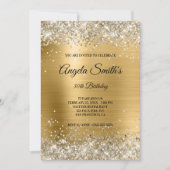 Invitation Faux Sparkly Platinum Parties scintillant or Monog (Devant)