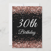 Invitation Faux Sparkly Rose Gold Parties scintillant Black 3 (Devant)