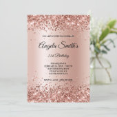 Invitation Faux Sparkly Rose Gold Parties scintillant Foil (Debout devant)