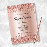 Invitation Faux Sparkly Rose Gold Parties scintillant Foil<br><div class="desc">Une invitation glamour pour 21ème anniversaire pour elle. Parties scintillant en or rose brillante Faux avec étincelles contre une image graphique sombre et satinée. Tous les éléments brillants et brillants de ce design girly moderne sont des graphismes numériques.</div>