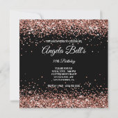 Invitation Faux Sparkly Rose Gold Parties scintillant Noir (Dos)