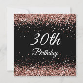 Invitation Faux Sparkly Rose Gold Parties scintillant Noir (Devant)