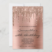 Invitation Faux Sparkly Rose Parties scintillant or gouttes F (Devant)