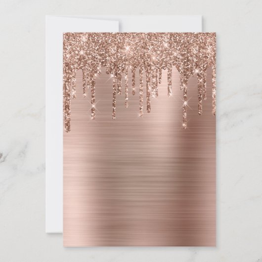 Invitation Faux Sparkly Rose Parties scintillant or gouttes F (Dos)