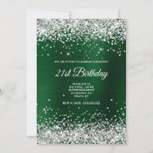 Invitation Faux Sparkly Silver Parties scintillant Dark Green (Devant)