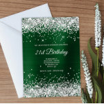 Invitation Faux Sparkly Silver Parties scintillant Dark Green<br><div class="desc">Une invitation moderne pour célébrer son anniversaire. Faux parties scintillant brillantes en argent pâle décors haut et bas sur un fond sombre vert foncé en papier brossé graphique numérique. La calligraphie moderne et le style de texte, la taille et la couleur peuvent être customisés. Toutes les scintillantes et brillantes de...</div>