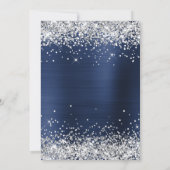 Invitation Faux Sparkly Silver Parties scintillant Dark Navy (Dos)