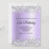 Invitation Faux Sparkly Silver Parties scintillant Lavender S (Devant)