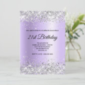 Invitation Faux Sparkly Silver Parties scintillant Lavender S (Debout devant)