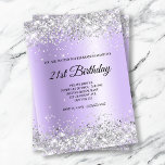 Invitation Faux Sparkly Silver Parties scintillant Lavender S<br><div class="desc">Une invitation moderne pour célébrer son anniversaire. Faux parties scintillant argent brillant pâle contre un satin sombre lavande clair violet feuille graphique. La calligraphie moderne et le style de texte,  la taille et la couleur peuvent être customisés. Tous les éclats de ce design moderne sont des graphismes numériques.</div>