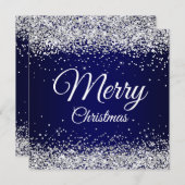 Invitation Faux Sparkly Silver Parties scintillant Noël Marin (Devant / Derrière)