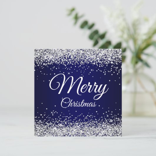 Invitation Faux Sparkly Silver Parties scintillant Noël Marin (Debout devant)