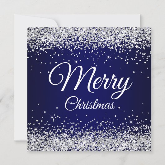 Invitation Faux Sparkly Silver Parties scintillant Noël Marin (Devant)