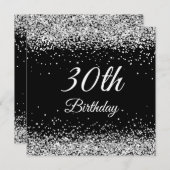 Invitation Faux Sparkly Silver Parties scintillant Noir (Devant / Derrière)