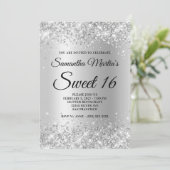 Invitation Faux Sparkly Silver Parties scintillant Satin Foil (Debout devant)